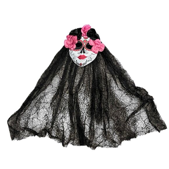 Skeleton Dress Mask Leggings Arm Sleeves Día de los Muertos 6 Piece Costume SM - Picture 7 of 7